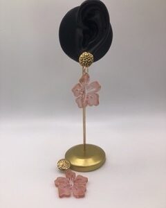 Boucles d'oreilles Hibiscus Rosé